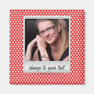 Íman photoframe no polkadot branco & vermelho