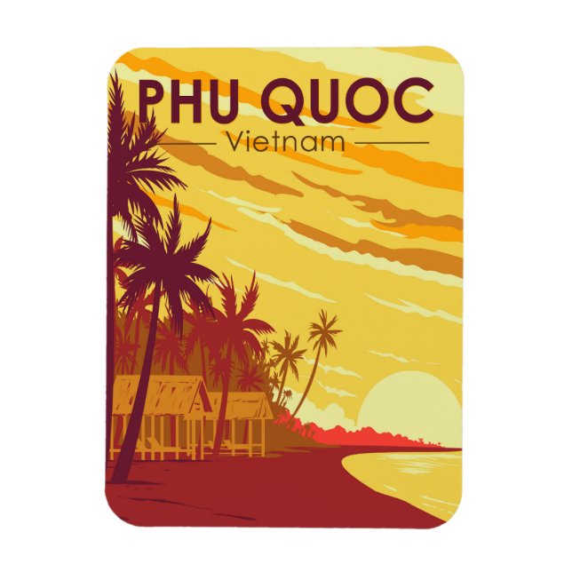 Íman Phu Quoc Island Vietnam Viagem Art Vintage (Vertical)