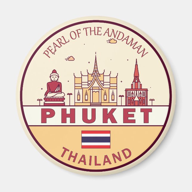Íman Phuket Thailand City Skyline Emblem (Frente)