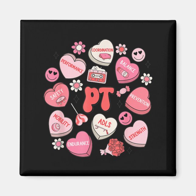 Íman Physical Therapy Groovy Valentine's Day Heart Cand (Frente)