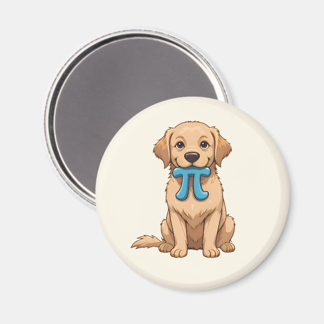 Íman Pi Day Dog Com Símbolo Pi | Matemática Pi Cuta (Front/Back)