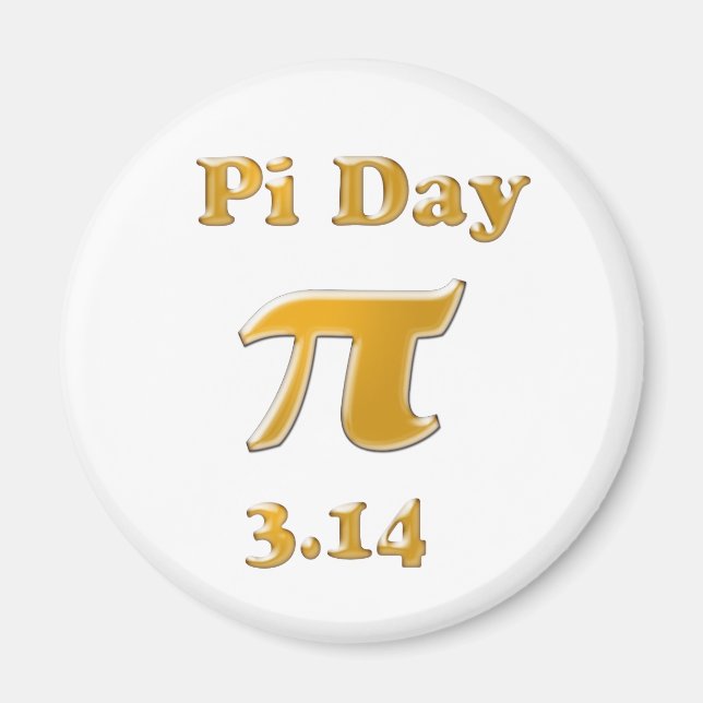 Íman Pi Day Dourado no White (Frente)