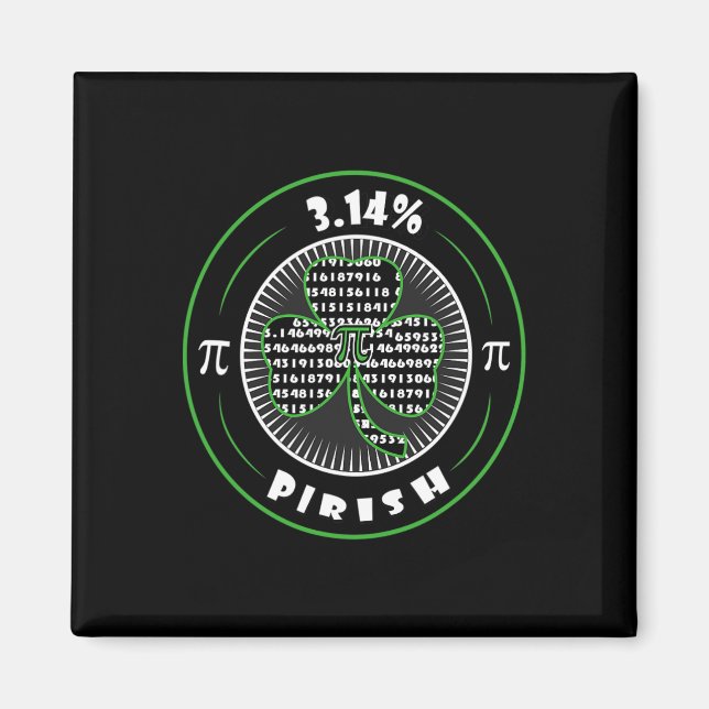 Íman Pi Day Irish Shamrock Clover Pirish Math Lover Gee (Frente)