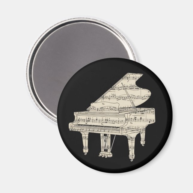 Íman Piano de Cauda e Notas Musicais (Front/Back)