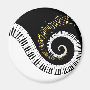 Íman Piano Keys e Dourado Music Notes Magnet