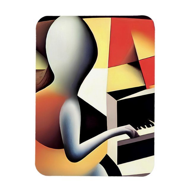 Íman Piano Player - Arte de Pincel (Vertical)