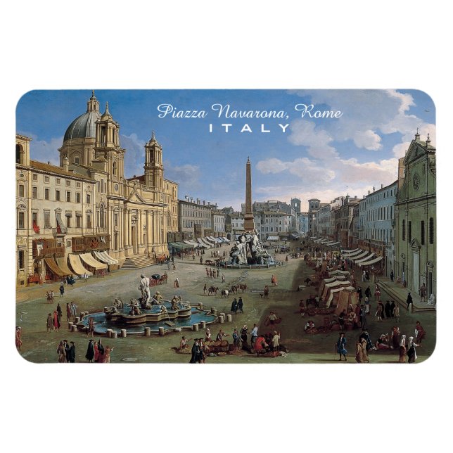 Íman Piazza Navona, magneta de arte personalizada de Ro (Horizontal)