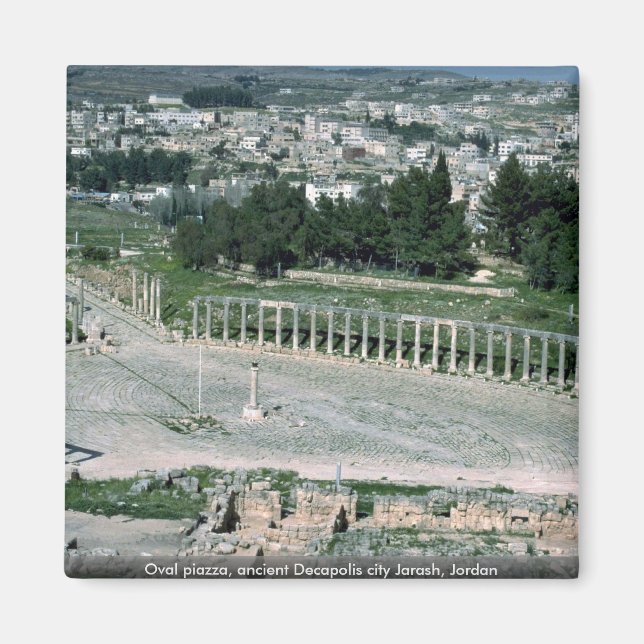 Íman Piazza oval, antiga cidade de Decapolis Jarash, Jo (Frente)