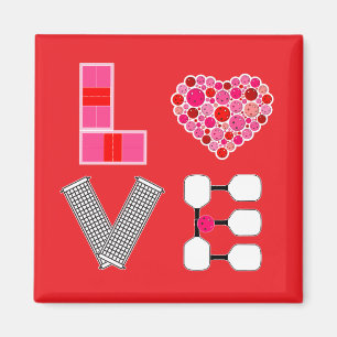 Íman Pickleball Love Heart Court Balls Paddles Rosa Ver