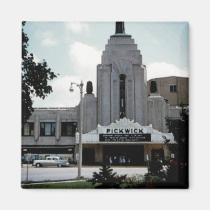 Íman Pickwick Movie Theater Park Ridge Watercolor Art