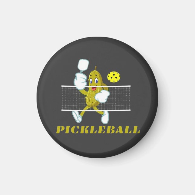 Íman Picles Engraçados Jogando Pickleball  (Frente)