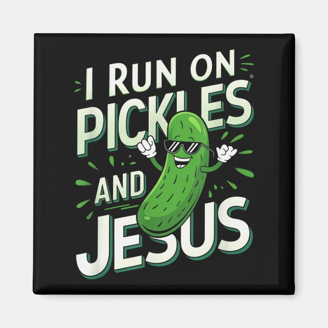 Íman Picles Engraçados Pepino Eu Corro Em Picles E Jesu (Frente)