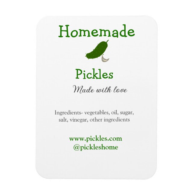 Íman Picles feitos em casa com amor adicionar texto sit (Vertical)