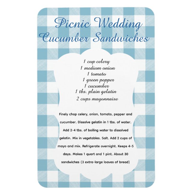 Íman Picnic Cucumber Sandwich Recipe Magnet (Vertical)