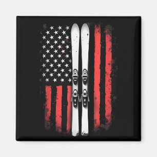 Íman Pico de Esqui Alpino do Bandeira Americano _5