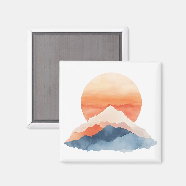 Íman Pico de montanha do Abstrato ouro (Front/Back)
