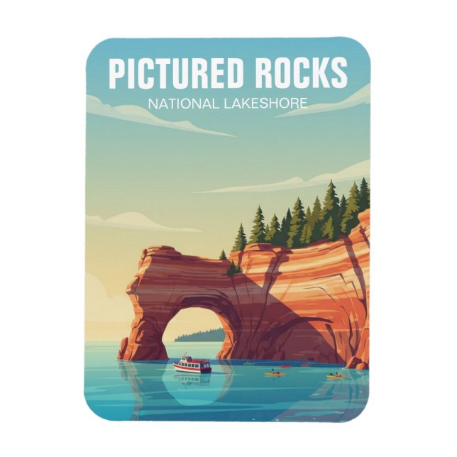 Íman Pictured Rocks Viagem Michigan (Vertical)
