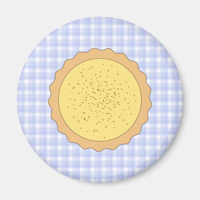 Íman Pie de custódia. Yellow Tart, com Blue Gingham. (Frente)