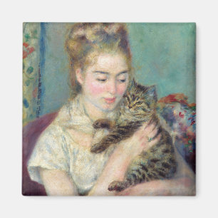 Íman Pierre-Auguste Renoir - Mulher com gato