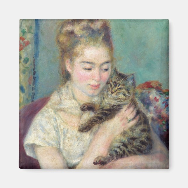 Íman Pierre-Auguste Renoir - Mulher com um Gato (Frente)