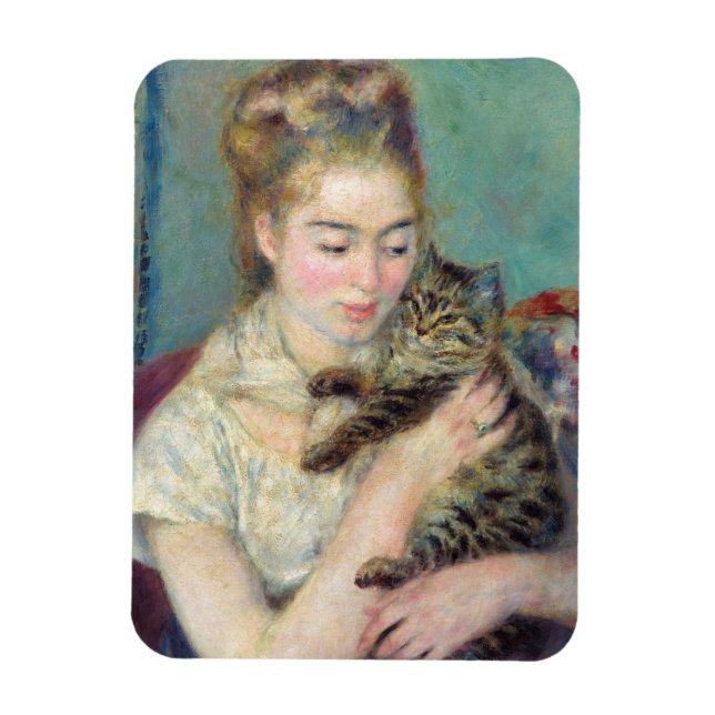 Íman Pierre-Auguste Renoir - Mulher com um Gato (Vertical)
