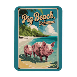 Íman Pig Beach Bahamas Viagem Art Vintage