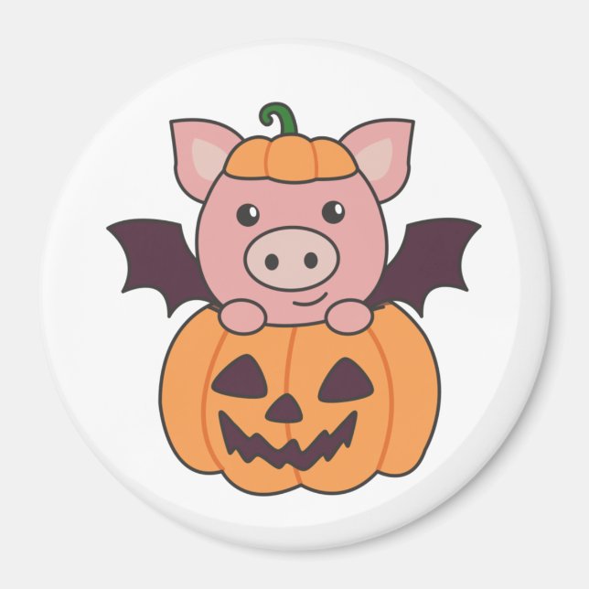 Íman Pig Halloween Pumpkin Bat Costume (Frente)