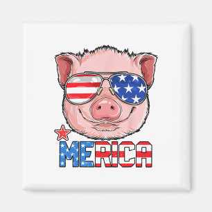 Íman Pig Merica 4º De Julho T Shirt Girls Kids American