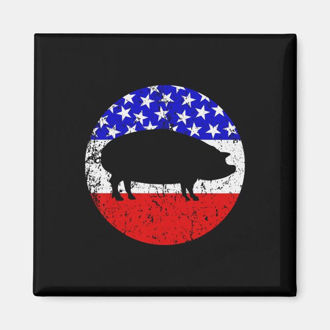 Íman Pig Roast Style Cookout American Flag (Frente)