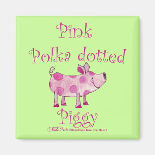 Íman Piggy Pontilhado Polka Rosa