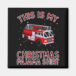 Íman Pijama de Natal de Bombeiro - Caminhão de Bombeiro