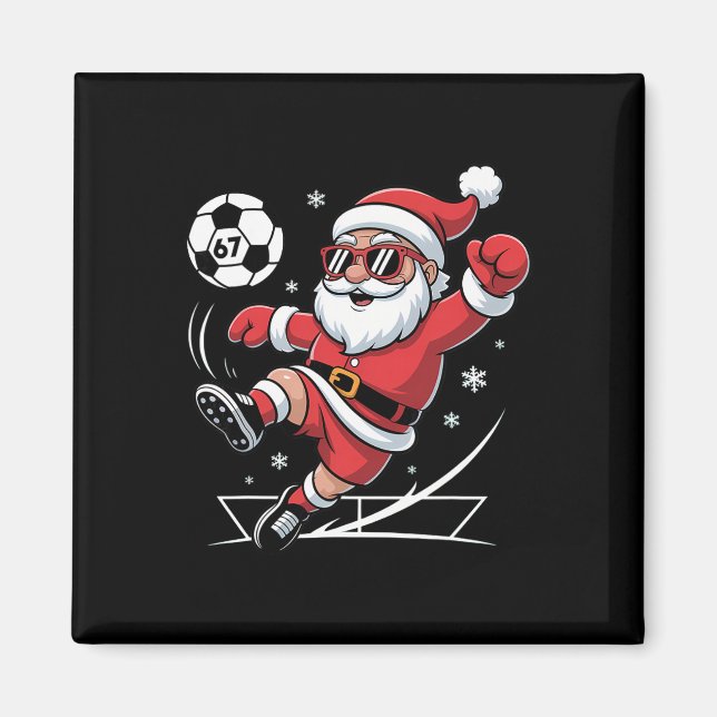 Íman Pijamas engraçadas de Natal do Papai Noel de futeb (Frente)