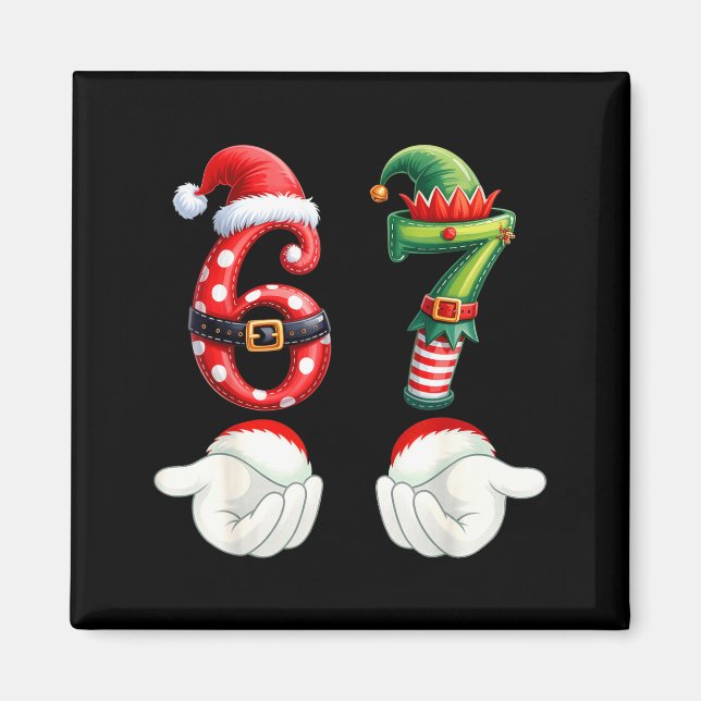 Íman Pijamas engraçados de Natal 67 Seis Sete Meme 6 7  (Frente)