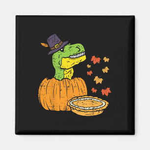 Íman Pilgrim Trex Dinosaur Pumpkin Pie Kid de Ação de G