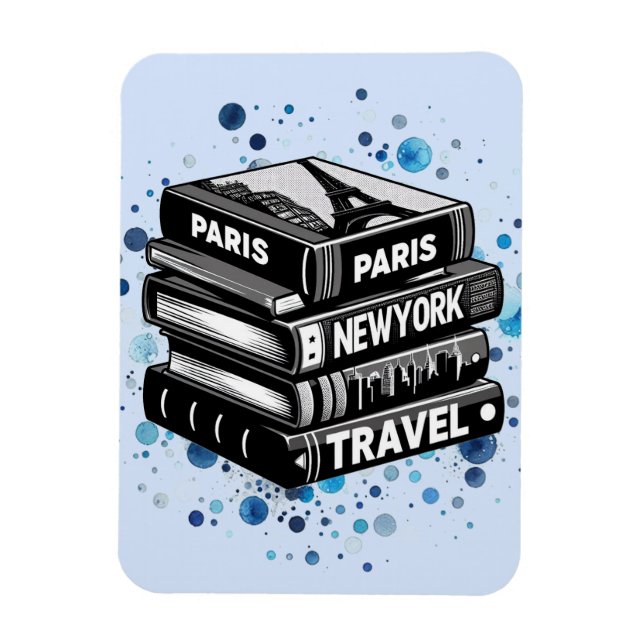 Íman Pilha de Livros de Viagem  (Vertical)