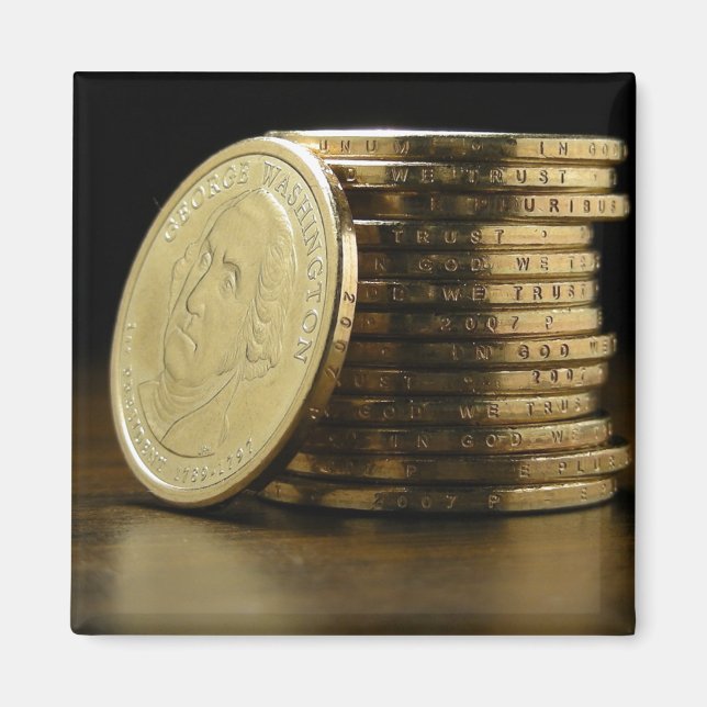 Íman Pilha de Moedas Presidenciais de George Washington (Frente)