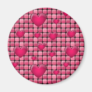 Íman Pilha Rosa Com Corações