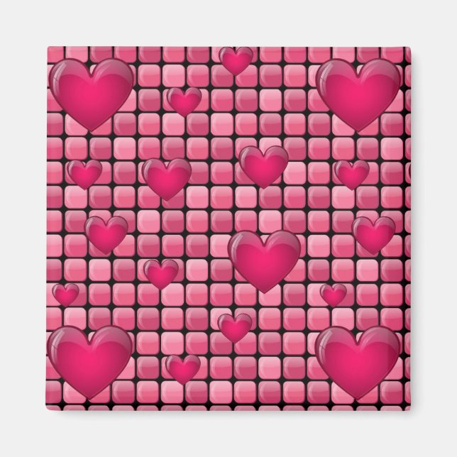 Íman Pilha Rosa Com Corações (Frente)
