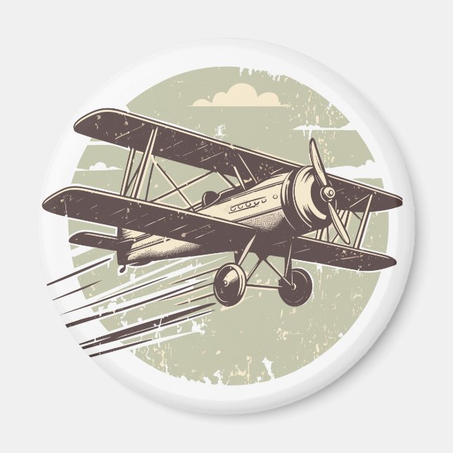 Íman Piloto de Biplano Vintage (Frente)