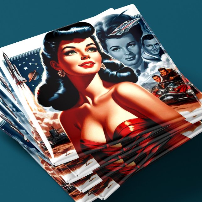 Íman Pin-up de Ficção Científica Vintage (Criador carregado)