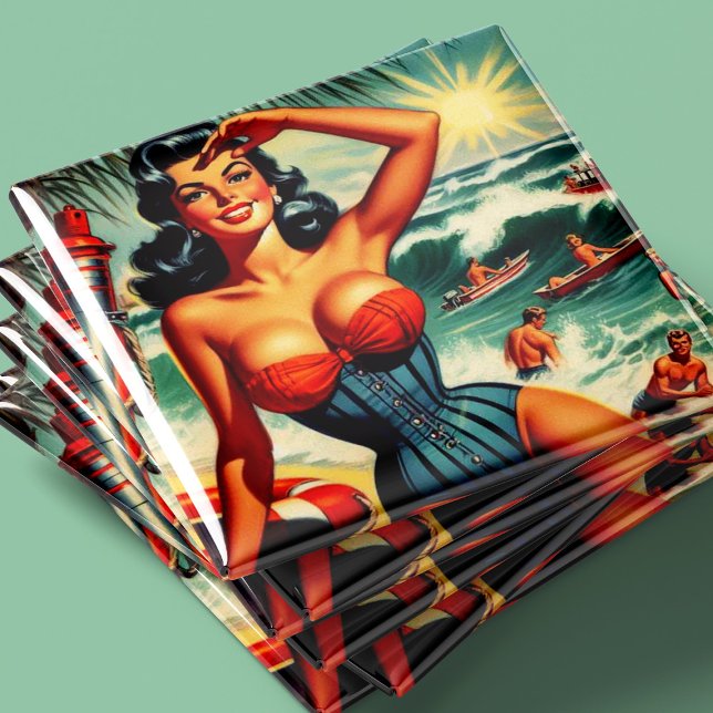 Íman Pin-up de Surf Vintage (Criador carregado)