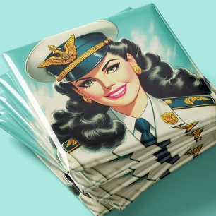 Íman Pin-up Militar Uniforme Bonito