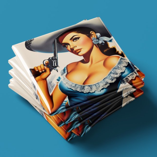 Íman Pin-up Retro do Velho Oeste (Criador carregado)