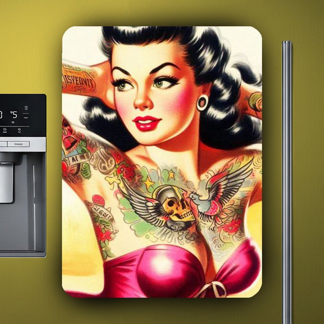 Íman Pin-up Tatuada Vintage (Criador carregado)