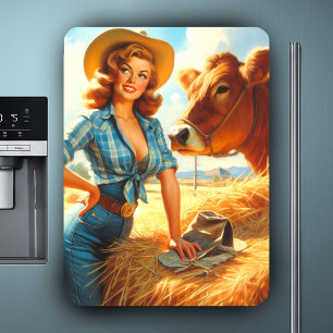 Íman Pin-up Vintage Fofo de Cowgirl