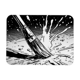 Íman Pincel de Estilo Gráfico Preto e Branco Mancha de 