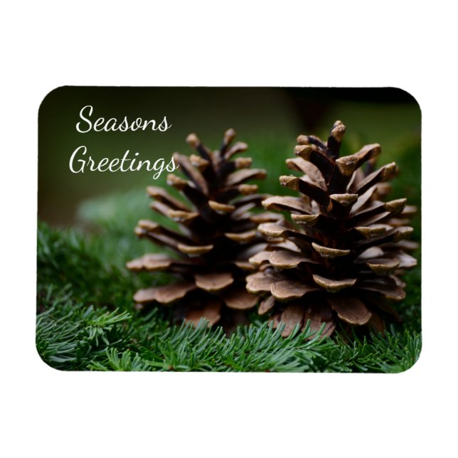Íman Pine Cone Seasons Saudações (Horizontal)
