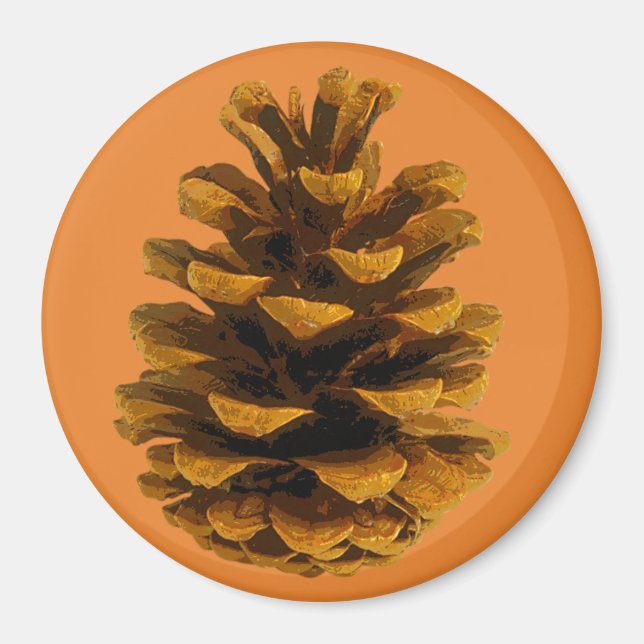 Íman Pinecone Natureza russa Cana laranja castanha (Frente)