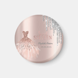 Íman Pingo de Purpurina Prata Legal, Vestido Dourado Ro