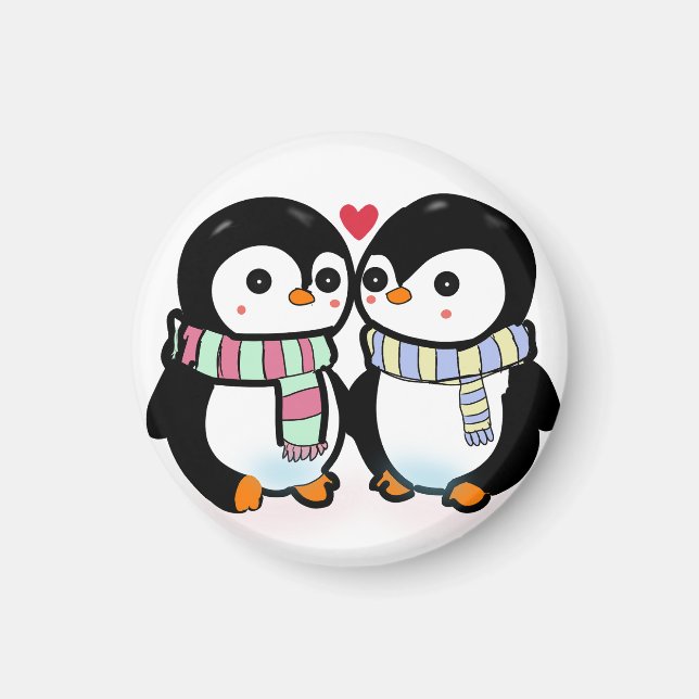 Íman Pinguim Amor de Inverno Personalizado (Frente)